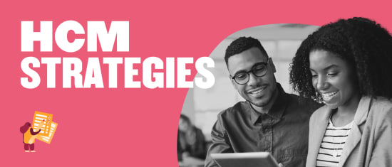 HCM strategies collaboration with diverse professionals, showcasing engagement and teamwork in a modern workspace, diverse professionals using digital tools for HCM strategies