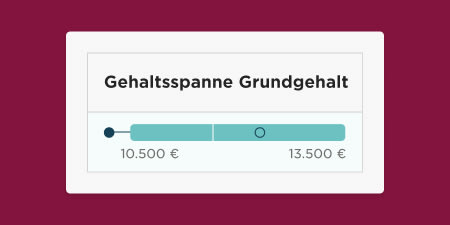 Gehaltsspanne Grundgehalt Slider mit Werten zwischen 10.500 € und 13.500 € für Gehaltsanalyse, Gehaltsspanne Slider für Gehaltsvergleich