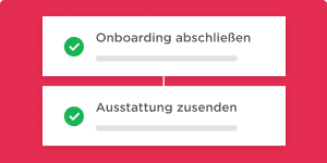 Onboarding complete and equipment dispatch steps on a user interface in green and white design. , Onboarding_complete, Equipment_dispatch