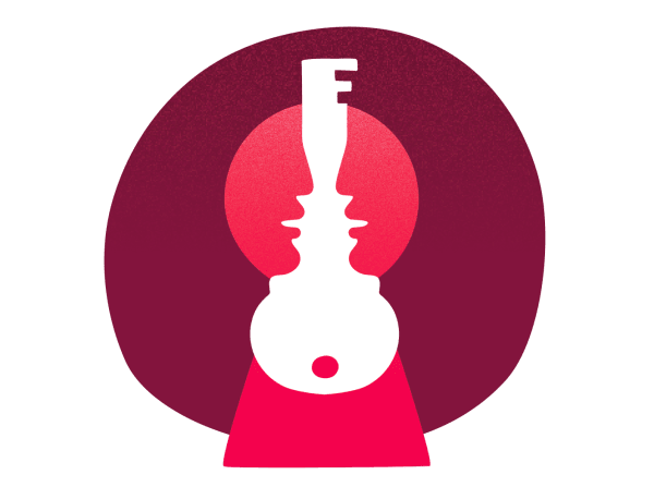 key design silhouette with vibrant gradient backdrop, minimalist illustration emphasizing artistic concepts