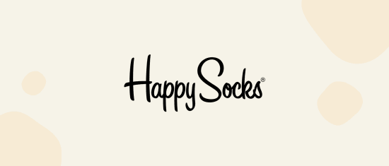 HappySocks logo on a light cream background, showcasing playful typography and a minimalist design. , HappySocks, logo