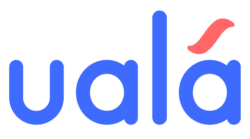 ualá logo in blue and red, showcasing modern design for financial services, stylish logo representing innovative fintech solutions